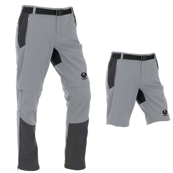 Maul - Eiger II - Herren Zip-Off Wanderhose 2019 Shorts mit Gürtel - schwarz grau