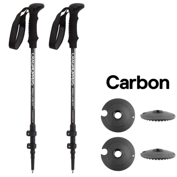 Craghoppers - Carbon - 3 tlg.Teleskopstöcke mit Außenklemmung und Komfortgriff - Paar - schwarz