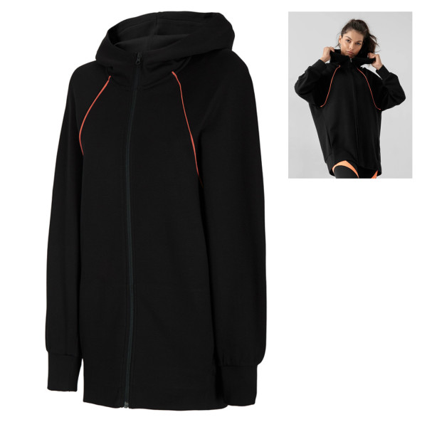4F - Damen Sportjacke Sweatshirt Jacke Zipp-Jacke, schwarz
