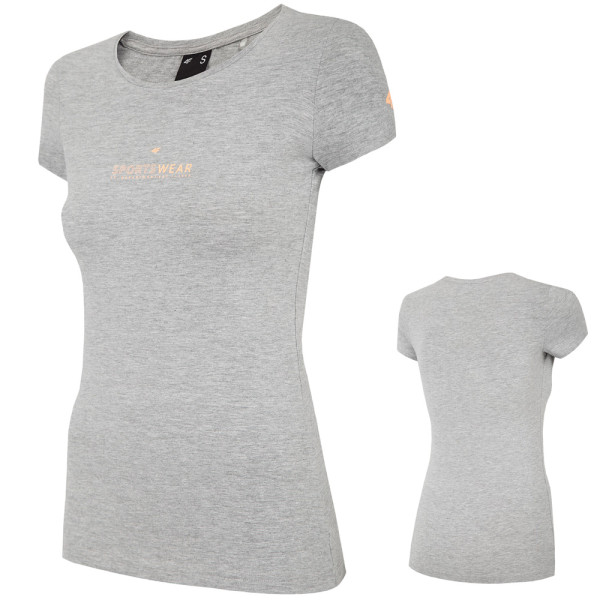 4F - Damen T-Shirt Casual Baumwollshirt Sportshirt, grau