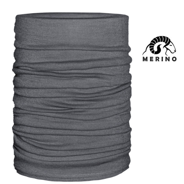 ARECO - MERINO Multifunktions-Halstuch Mütze Schal Neckwarmer, grau