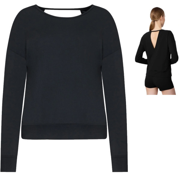 4F - leichtes Damen YOGA Sweatshirt Top Longshirt, schwarz