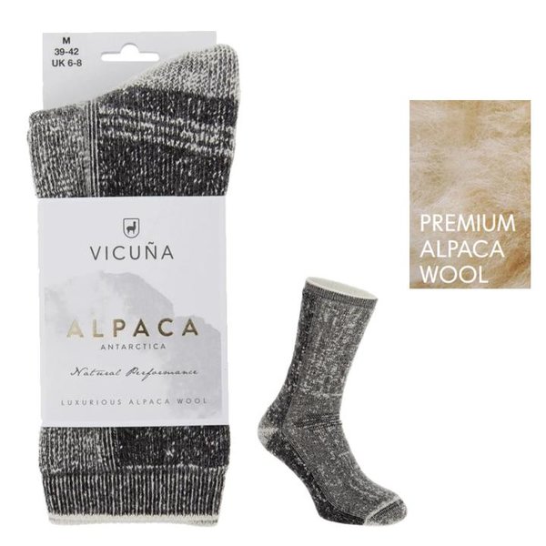 VICUNA - ALPACA ANTARCTICA - Luxurious Wool Socken - dicke Wollsocken - grau