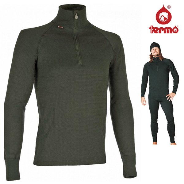 TERMO - ORIGINAL MEDIUM - Zip neck Longshirt mit Zpper Herren Funktionsshirt - grün