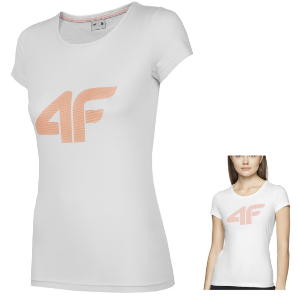 4F- Logo Damen T-Shirt Casual Shirt, weiß