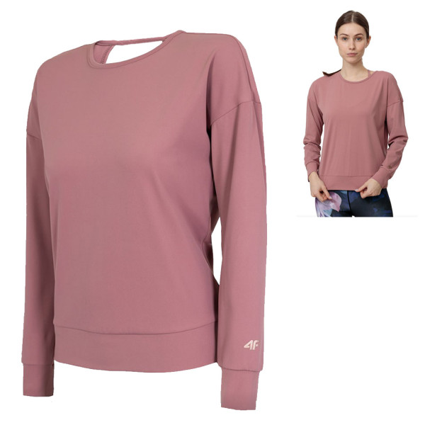 4F - leichtes Damen YOGA Sweatshirt Top Longshirt, rose