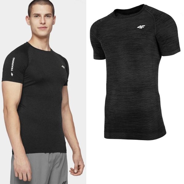 4F - Herren Sport T-Shirt - schwarz melange