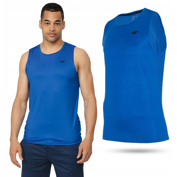 4F - Herren ärmelloses T-Shirt Sportshirt Muskelshirt, blau
