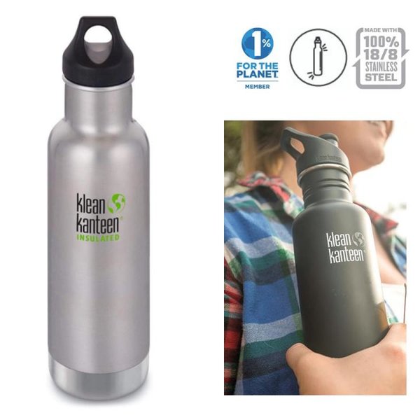 Klean Kanteen - Insulated Classic Trinkflasche Brushed Stainless mit Loop Cap Hot Cold, 592ml