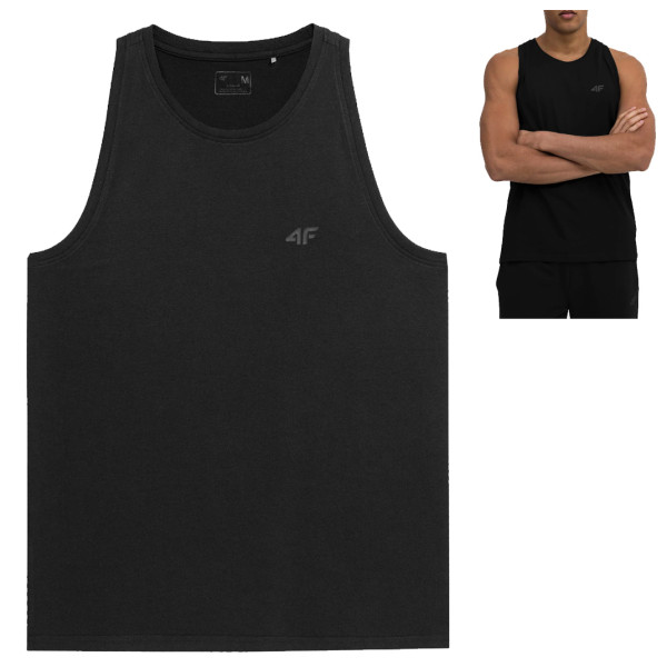 4F - Herren Tank Baumwolle Muscle Shirt, schwarz
