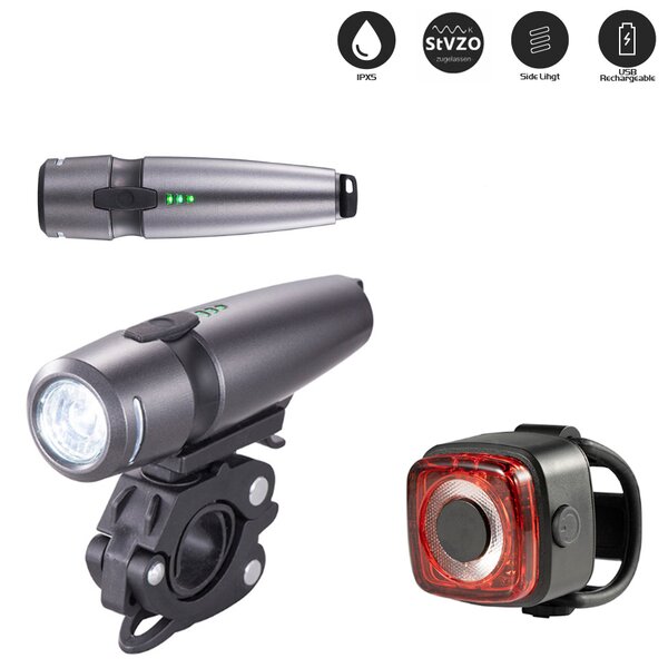 LED Fahrrad Front und Rücklicht Lichtset - USB aufladbar - StVZO zugelassen