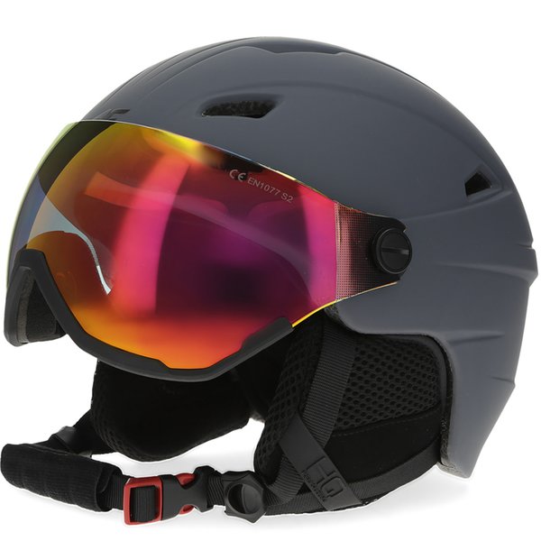 4F - Ski- Snowboardhelm - Marken CE Skihelm mit Brille Visier, grau