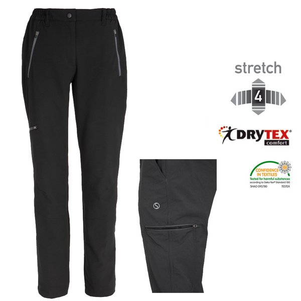 Silverpoint - Herren 4Wege-Stretch Trekkinghose Drytex - schwarz