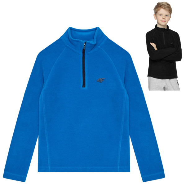 4F warm - Kinder thermoaktive Fleece Zip Pullover Longshirt, blau