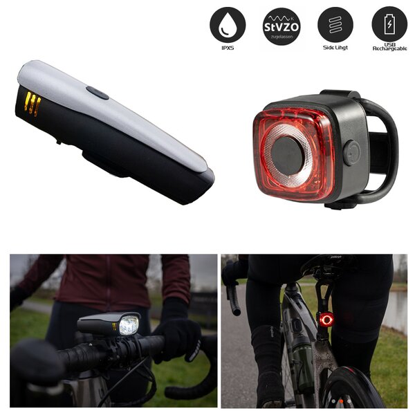 Hive - LED Fahrrad Front und Rücklicht Lichtset - USB aufladbar - StVZO zugelassen
