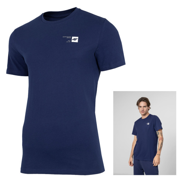 4F - Herren Basic Sport Casual T-Shirt, navy